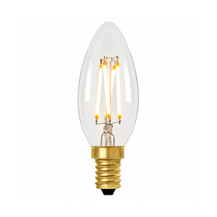 Zico C35 LED Filament Candle Bulb E14 4W 2700K Extra Warm White 330lm Dimmable Clear | 30W Equivalent | CRI 95